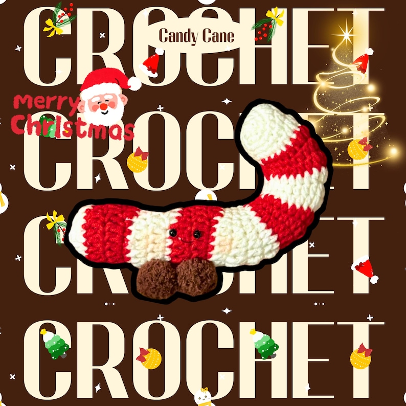 Crochet Pattern, Candy Cane Amigurumi, Christmas Candy Cane Tutorial ...