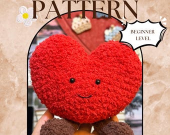 Crochet Pattern, Heart Plushie Crochet Tutorial, Heart Amigurumi Crochet Project, Beginner-Friendly Pattern,   Plushie Crochet Gift Idea
