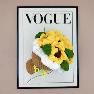 Gehaakt zonnebloemboeket, handgemaakt cadeau voor leraar, Thanksgiving, gehaakt bruidsboeket, zonnebloem Home Decor,