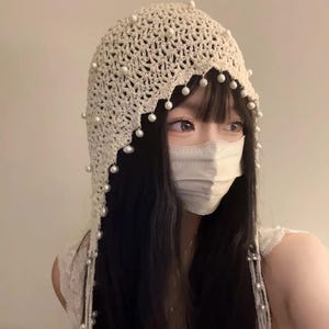 Crochet Hat, Crochet beaded beanie, Vintage beaded  Hat, Boho Wedding Hat, Travel Accessory, Summer Bucket Hat, Handmade Crochet Hat