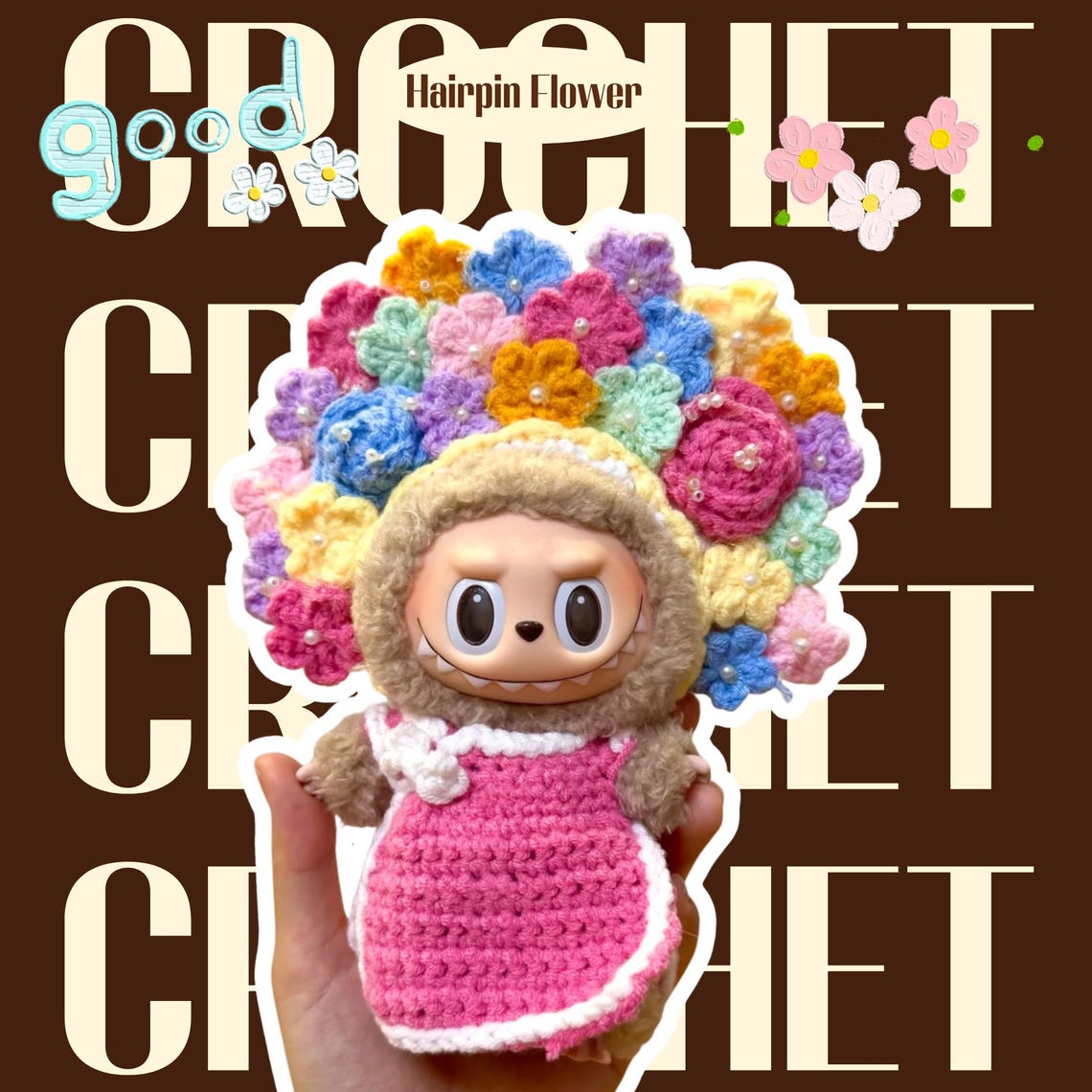 Labubu Clothes Crochet Pattern, Summer Floral Headband Pattern, Flower ...