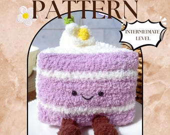 Schema all'uncinetto, tutorial per realizzare un peluche a forma di torta di taro all'uncinetto, schema per amigurumi di torta all'uncinetto, amigurumi di cibo, idea carina per decorare la casa all'uncinetto