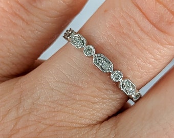 Art deco inspired Diamond Stacking Ring • Jazzlyn • Wedding and Anniversary Ring • Fully Customizable. Made in USA