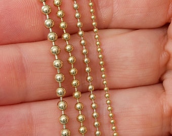 Solid Gold Ball Chain with Lobster Clasp / 14k Gold and 18k Gold / Widths 1.5mm to 4mm / Lengths 14 inches to 36 inches