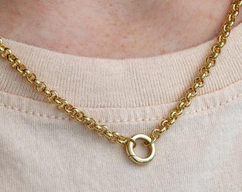 3.8mm Gold Rolo Chain with Circular Hinged Connector  • Round Belcher Semi-Hollow Chain • Italian Manufactured Chain