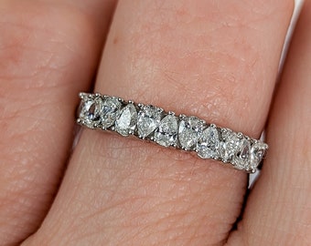 Inverted Pear Diamond Eternity Ring • Loren •  Wedding and Anniversary Ring • Fully customizable. Made in USA