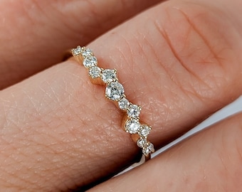 Diamond Cluster Stacking Ring • Niamh • Available in 14k, 18k Solid Gold and Platinum • Fully Customizable • Made in U.S.A