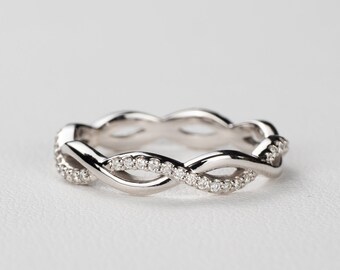 Diamond Infinity Twisted Eternity Band - Wedding & Anniversary Rings.  14k, 18k Yellow, Rose, White Gold or Platinum