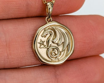 Dragon Spirit Animal Necklace by Sevgi Jewelry • Solid Gold Symbolic Pendant • Spiritual Gifts for Her & Him • Custom Fine Jewelry