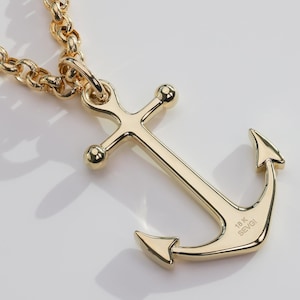 Solid Gold Anchor Necklace by Sevgi Jewelry • 14k, 18k Solid Gold and Platinum • Custom Fine Jewelry • Made in New York City, USA