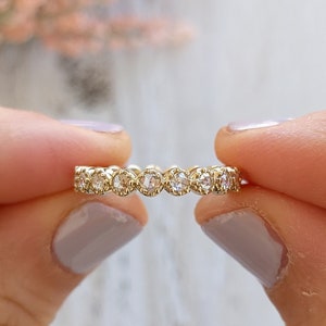 Vintage inspired Rose cut eternity ring: Florence - Available in 14k, 18k and platinum. Fully customizable