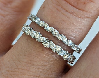 Tilted Marquise Round Diamond Eternity Band: Zahra - Half, 3/4 or Full Eternity Band. Natural or Mined VS Diamonds. Custom Made in NYC