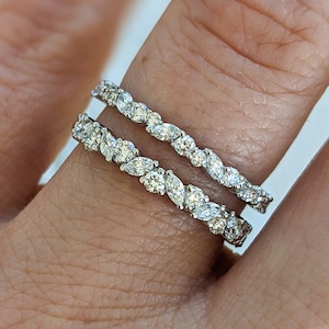 Tilted Marquise Round Diamond Eternity Band: Zahra - Half, 3/4 or Full Eternity Band. Natural or Mined VS Diamonds. Custom Made in NYC