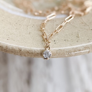Tiny Diamond Paperclip Chain Necklace - VS1 Diamond. 14k Yellow, Rose, White Gold. Custom Fine Jewelry Made to Order in NYC