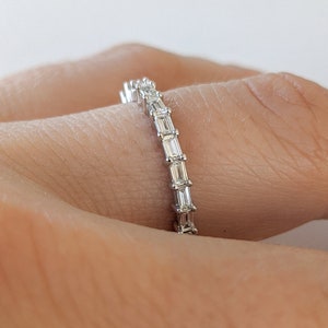 Prong Set Baguette Diamond Eternity Ring: Carina - VS1 Diamonds. 14k, 18k Gold or Platinum. Half, 3/4 or Full Eternity Band