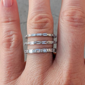 Baguette Diamond Bezel Eternity Band: Elian Available in 14k, 18k White, Yellow, Rose Gold and Platinum image 2