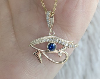 Eye of Horus Necklace - Diamond Eye of Horus Pendant. Yoga Jewelry. 14k, 18k Yellow, Rose, White Gold or Platinum