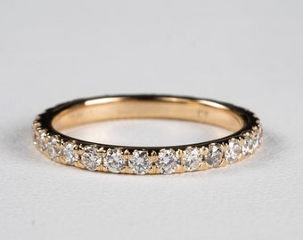 French Pave Diamond Eternity Rings. Available in 14k, 18k White Gold, Rose Gold, Yellow Gold & Platinum