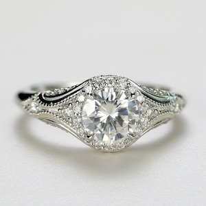 1.3ct Diamond Vintage Halo Engagement Ring: Sadie. Available in 14k, 18k and Platinum. Fully Customizable.