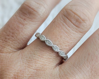 Milgrain Twisted Diamond Eternity Ring: Clara - Available in 14k, 18k Solid Gold and Platinum. Fully customizable.