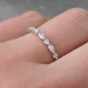 Marquise Round Diamond Wedding Ring: Anya HALF Eternity Band. Available in 14k, 18k Gold or Platinum. 3 Different Carat Sizes image 1