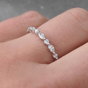 Marquise Round Diamond Wedding Ring: Anya - HALF Eternity Band. Available in 14k, 18k Gold or Platinum. 3 Different Carat Sizes