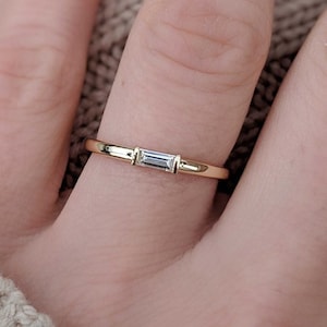 Diamond Baguette Engagement Ring - Minimal East West Setting. Wedding & Anniversary Jewelry. 14k, 18k Gold and Platinum