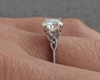 Celtic Love Knot Diamond Engagement Ring: Alyn - Celtic Triquetra Symbol. Diamond Solitaire. Custom Fine Jewelry. Made in USA.