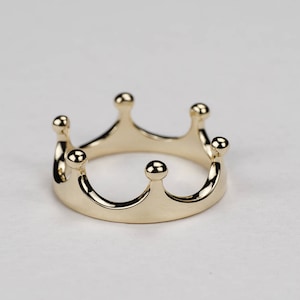 14K Gold Crown Ring - Solid Rose, Yellow, White Gold. Anniversary & Wedding Jewelry. Gift Ideas for Her