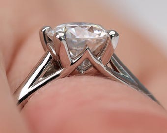 Trellis Cathedral Diamond Solitaire Engagement Ring - Mitra by Sevgi Jewelry • Available in 14k, 18k and Platinum • Fully Customizable