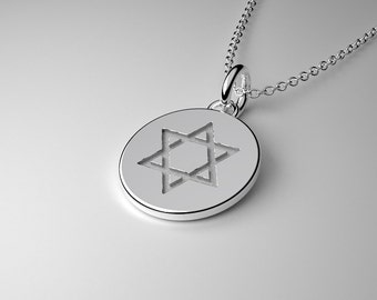 Solid Gold Tiny Star of David Charm Necklace - Spiritual Jewelry. 14k, 18k Yellow, Rose, White Gold or Platinum