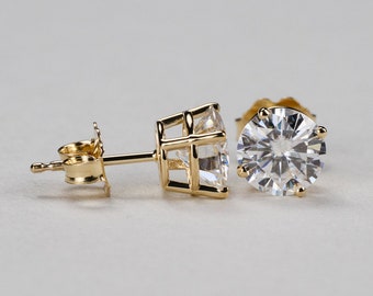 4-Prong Round Diamond Stud Earrings - Available in various sizes and 14k, 18k Gold, Platinum.