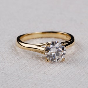Four-Prong Trellis-Inspired Cathedral Solitaire Engagement Ring: Mitra by Sevgi Jewelry • Available in 14k, 18k and Platinum • Made in USA