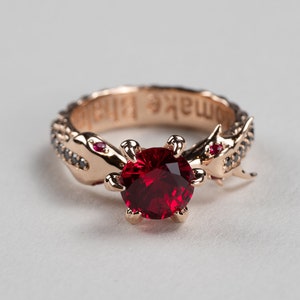 Snake and Dragon Engagement Ring - Custom Wedding Jewelry. Personalized with Diamonds, Gemstones, Metal. Free Engraving