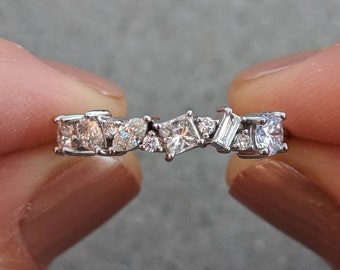 Mixed Cut Diamond Anniversary Band: Calista - Marquise, Pear, Baguette, Princess, Round Diamonds. 14k, 18k Gold, Platinum