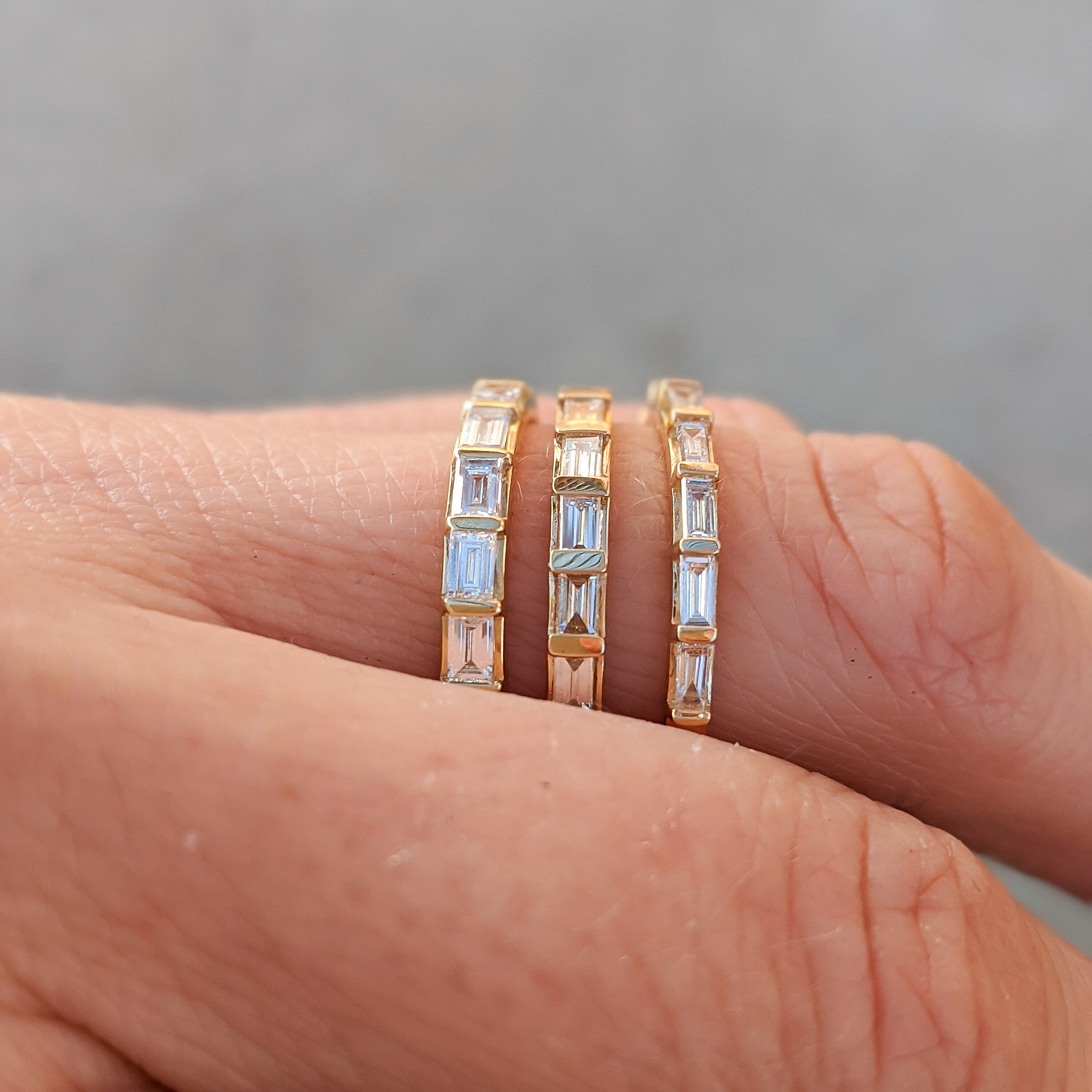 Bar set baguette wedding on sale band