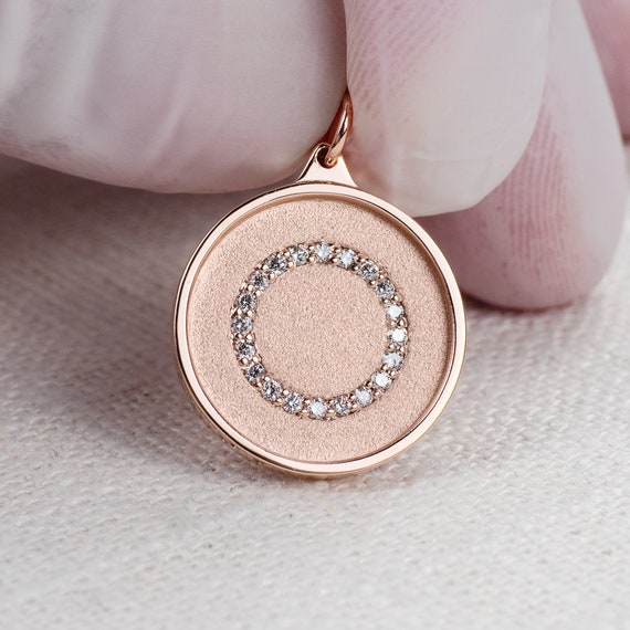 Diamond Initial Disc Necklace Vs1 Diamonds 14k 18k Yellow - Gold Disc Diamond Initial Pendant Diamond Initial Disc Necklace Vs1 Diamonds 14k 18k Yellow - Gold Disc Diamond Initial Pendant
