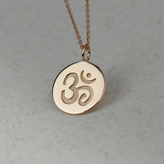 Solid Gold Om Choose from 14K 18K 22K Yellow Gold, White  Gold, Rose Gold Fine Yoga Jewelry