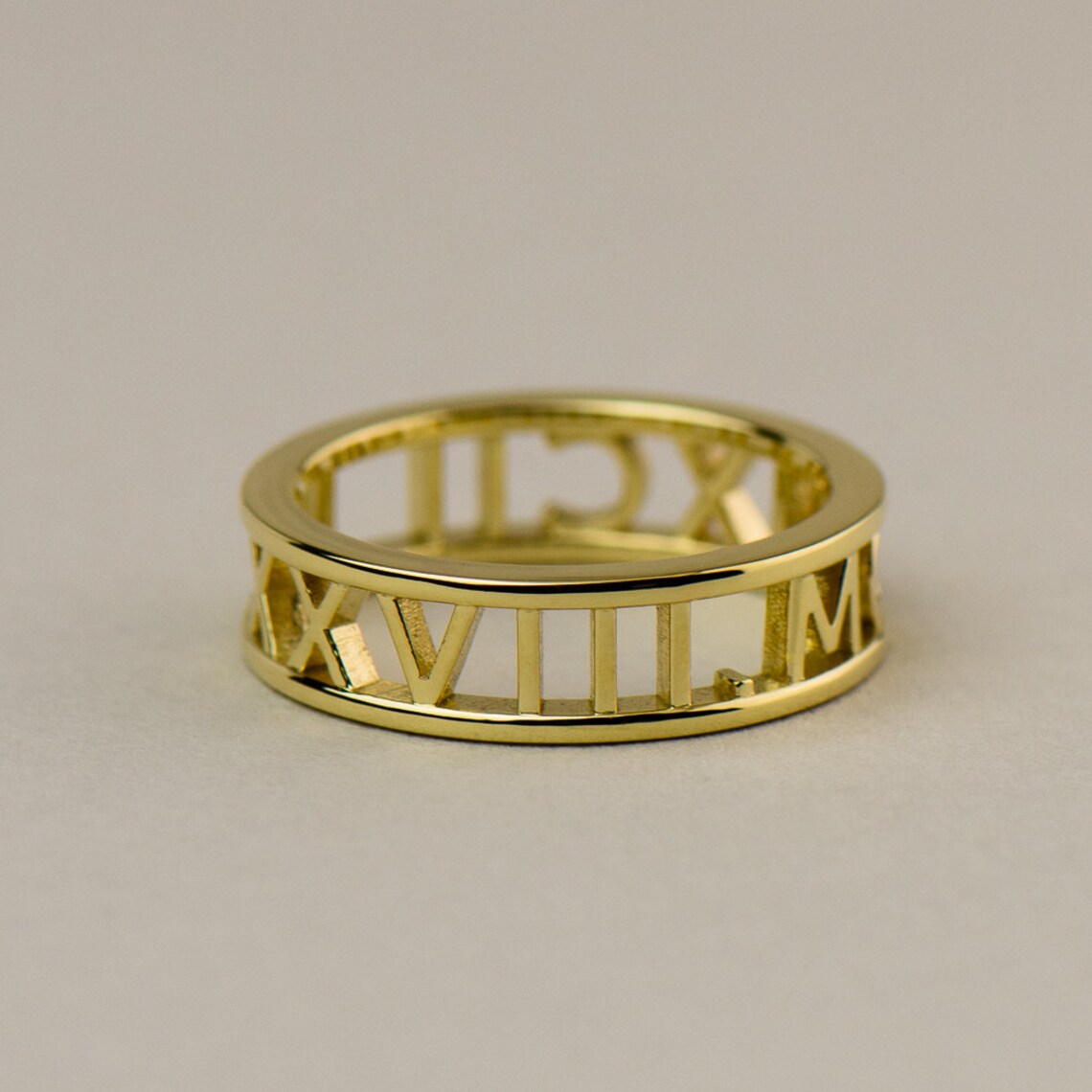 Custom Yellow Gold Roman Numeral Ring 14k 18k Yellow Gold. | Etsy