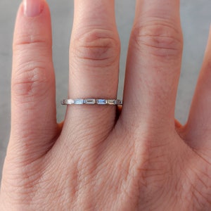Baguette Diamond Bezel Eternity Band: Elian Available in 14k, 18k White, Yellow, Rose Gold and Platinum image 7