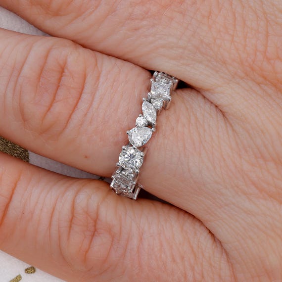 Mixed Cut Diamond Anniversary Band - Calista by Sevgi Jewelry • Marquise, Pear, Baguette, Princess, Round Diamonds • 14k, 18k Gold, Platinum
