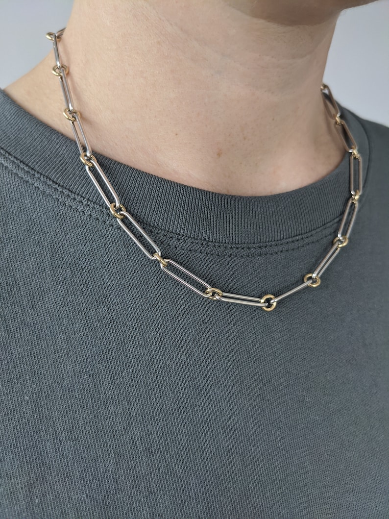 Two Tone Paperclip Chain Necklace 14k Yellow Gold & 14k Etsy Sweden