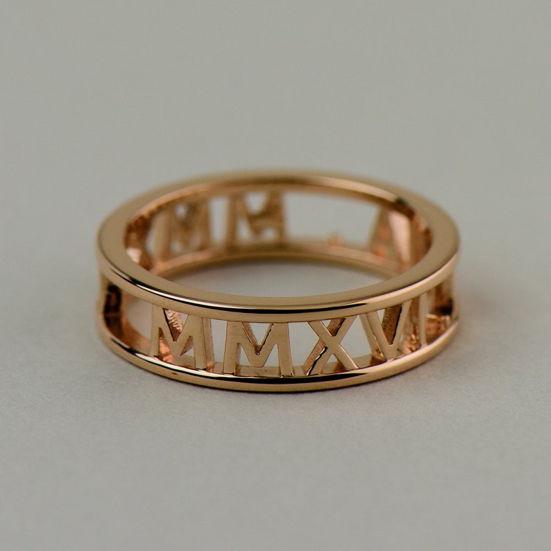 Custom Rose Gold Roman Numeral Ring 14k 18k Rose Gold. - Etsy