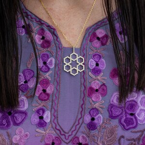 Six-fold Geometric Rosette Diamond Pendant by Sevgi Jewelry • Hexagon ...