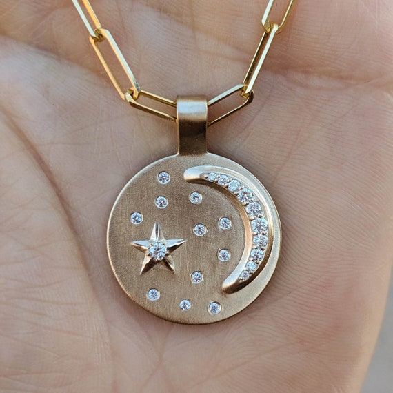 Diamond Moon Sun Stars Medallion 