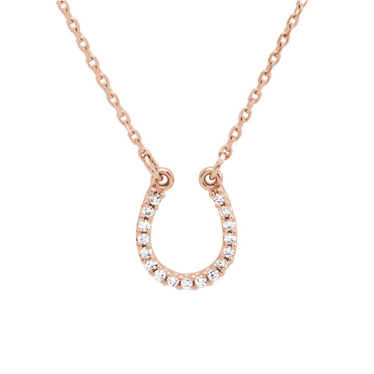 Diamond Horseshoe Necklace 14k 18k Yellow Rose White Gold Etsy