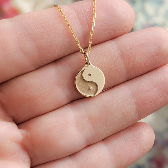 14k Gold Yin Yang Necklace - Solid 14k, 18k Yellow, Rose, White Gold & Platinum. Yoga Jewelry 14k Gold Yin Yang Necklace - Solid 14k, 18k Yellow, Rose, White Gold & Platinum. Yoga Jewelry