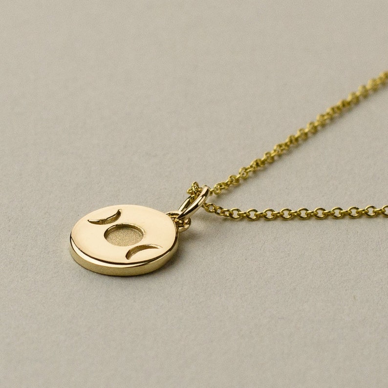 Triple Goddess Necklace Solid Gold Triple Moon Charm. Witchy Etsy