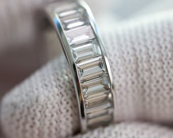 6.25 Carat Baguette Diamond Channel-Set Eternity Ring. Wedding and Anniversary Ring. Available in 14k, 18k and Platinum.