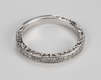 Diamond Scrollwork Anniversary Ring. Available in Platinum and Solid Gold